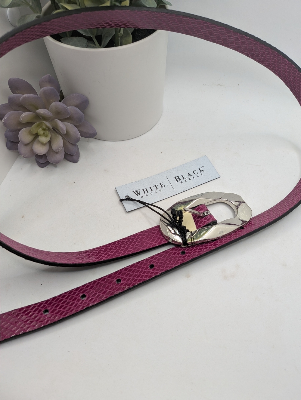 White House Black Market Raspberry / Black  Snakeskin Reversible Belt